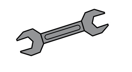 Simple Gray Double Ended Wrench Illustration.