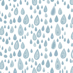 Raindrop pattern illustration with blue and gray colors on white background.