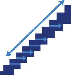 Staircase with upward and downward arrows representing progress and decline.