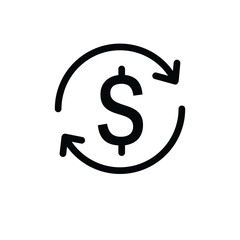 Dollar with arrows line icon, money exchange and financial transaction symbol, simple outline style on white background