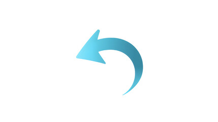 A pixelated blue arrow curving to the left on transparent background
