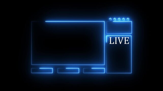 Face am gamer graphic, interface Intermission Neon Sign looping face am and chat for live streaming Frame border HUD element live loop, looping modern motion, neon online overlay video. 4K animation.