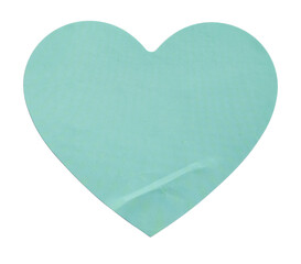 Single Turquoise Blue Heart Shaped Sticker with Peeling and Wrinkled Surface Texture