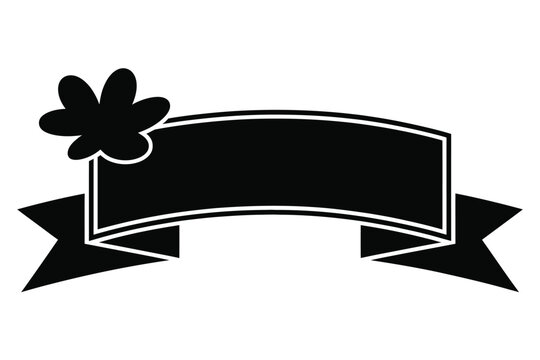 Scalable black silhouette illustration of a ribbon banner with decorative flourish vector graphic for eps files vector