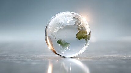 Macro Futuristic Holographic Globe Floating Cinematic with Silver Background, Clean and Futuristic, Silver and Gold Hues, Global Tech Visualization