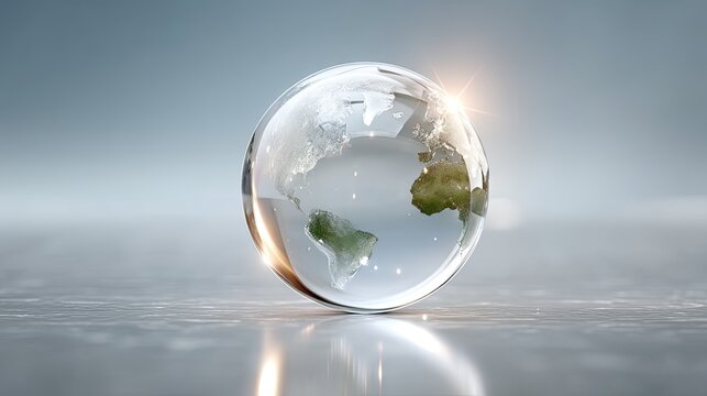Macro Futuristic Holographic Globe Floating Cinematic with Silver Background, Clean and Futuristic, Silver and Gold Hues, Global Tech Visualization