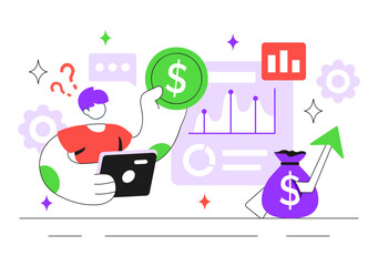 Online Stock Trading Platforms Illustration Featuring Buying and Selling Digital Assets Like Bitcoin for Potential Profit or Investment Purposes