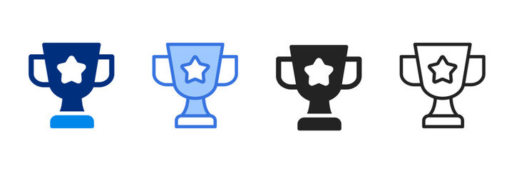 Trophy Icon Set Multiple Style Vector Illustration 