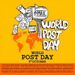 World Post Day, 9 October, poster and banner vector