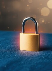 Fototapeta premium Secure Sentinel: A close-up shot of a robust padlock, standing as a silent guardian of security. The image exudes an aura of confidentiality, trust, and the crucial protection of valuable assets.