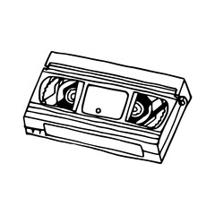 outline drawing of retro video tape