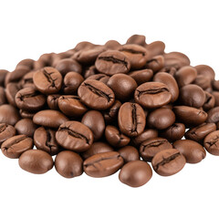 Naklejka premium Pile of Roasted Coffee Beans Aroma Caffeine Energy Drink Ingredient on Transparent Background Coffee Beans Isolated Textured Dark Brown Pattern