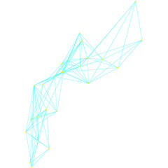 Abstract Turquoise Lines and Yellow Nodes on Transparent Background Network Connection Data Structure