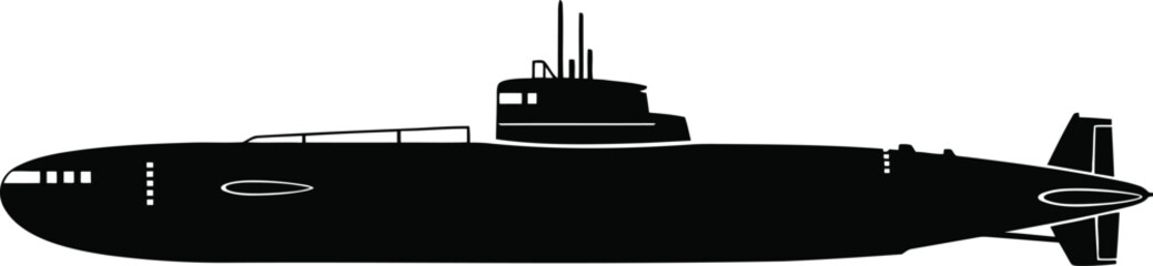 Classic submarine silhouette icon for maritime and naval themes