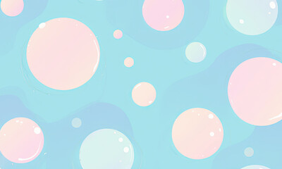 Soft Pastel Bubbles on Wavy Blue Background