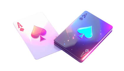  Holographic Playing Card Deck and Futuristic Poker Set Bundle, isolated on transparent background
