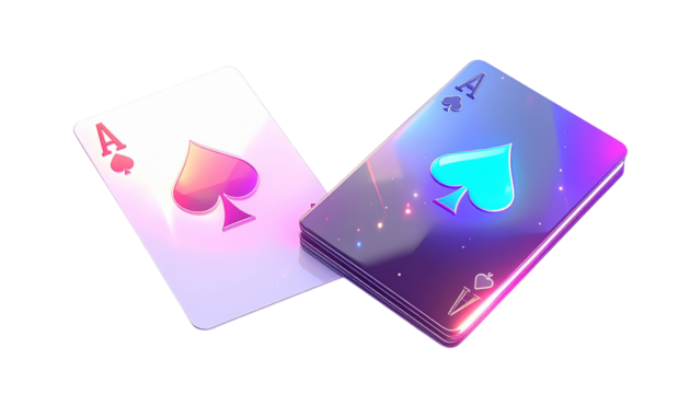  Holographic Playing Card Deck and Futuristic Poker Set Bundle, isolated on transparent background