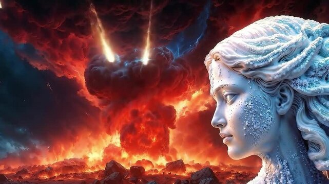 Lot's wife turned into a pillar of salt. Sodom and Gomorrah bible story. Religious concept.