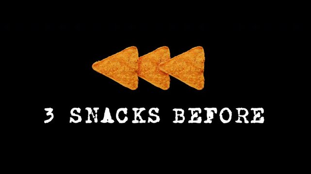 Classic banner with the words 3 Snacks BEFORE. Famous Time Card 4k animation
