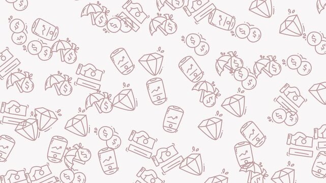 Seamless finance pattern with icons of money, wealth, and security for financial integration. Suitable for finance and business design projects.