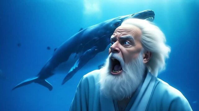 Jonah and the whale bible story. Religious concept.