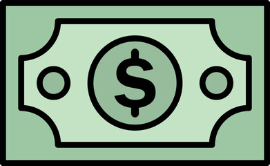 Simple icon of a us dollar bill with a dollar sign