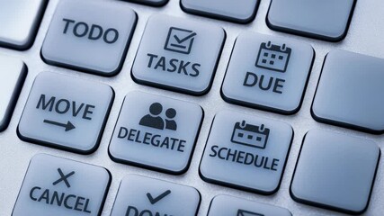 Efficient task management keyboard key schedule due delegate todo for organized productivity and completing every task on time with focused workflow