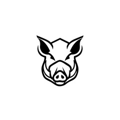 Angry Wild Boar Head Logo - Modern Minimalist Animal Mascot Design Logo Vector 