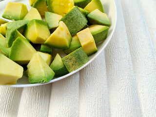 Close Up of Creamy Ripe Avocado Cubes, Perfect Source of Healthy Fats and Nutrition