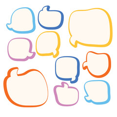 Set of colorful doodle speech bubbles icons illustration. isolated speech bubble colorful icon 