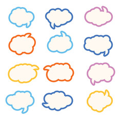 Set of colorful doodle speech bubbles icons illustration. isolated speech bubble colorful icon 