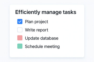 Efficient task management card with checklist plan project write report update database schedule meeting promoting productivity and focus