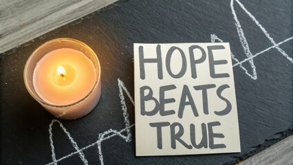 Candlelight with handwritten message about hope and strength, inspiring art for wellness and motivation purposes
