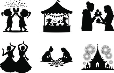 Traditional Diwali Celebration Vector Bundle