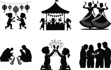 Traditional Diwali Celebration Vector Bundle