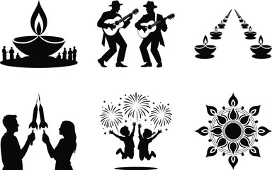 Traditional Diwali Celebration Vector Bundle