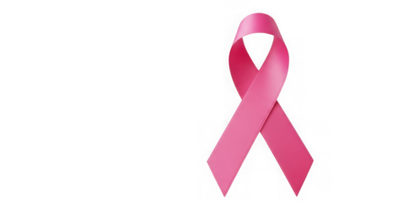 Pink ribbon isolated on transparent background, symbol of breast cancer awareness