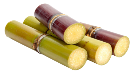 pile of red and green sugar cane isolated on white background