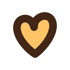 Brown and Yellow Heart Graphic on Transparent Backdrop Simple Design Ideal for Love Theme Concepts and Doodle Art Projects Stock Illustration