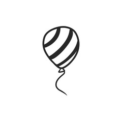 Hand Drawn Striped Balloon Doodle Vector Illustration
