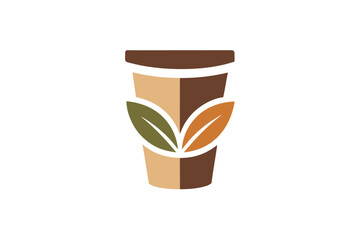 Elegant Coffee Cup Illustration with Leaf Motif, a Natural Beverage Design