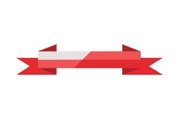 Stylish Red and White Ribbon Banner with Folded Edges for Decoration