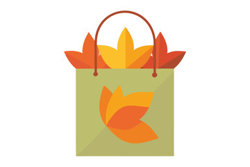 Autumn themed shopping bag with orange and yellow falling leaves