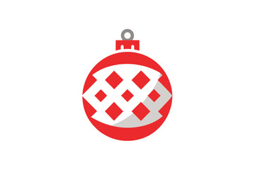Red and White Christmas Ornament with Diamond Lattice Pattern Illustration