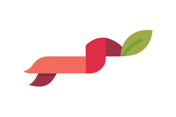Stylized Ribbon with a Leaf in Flat Design Illustrating Growth
