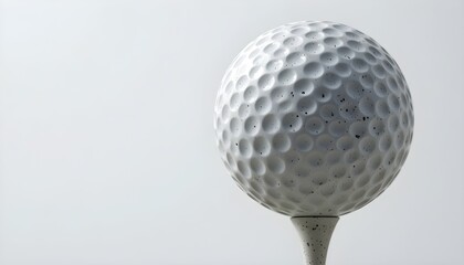 Close-Up of Golf Ball on Tee Against White Background