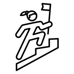 Woman Climbing Stairs with Flag