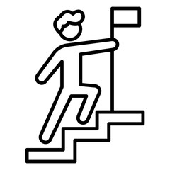 Man Climbing Stairs with Flag