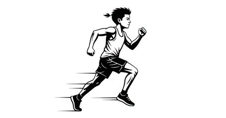 Obraz premium Illustration of a boy running isolated on transparent background