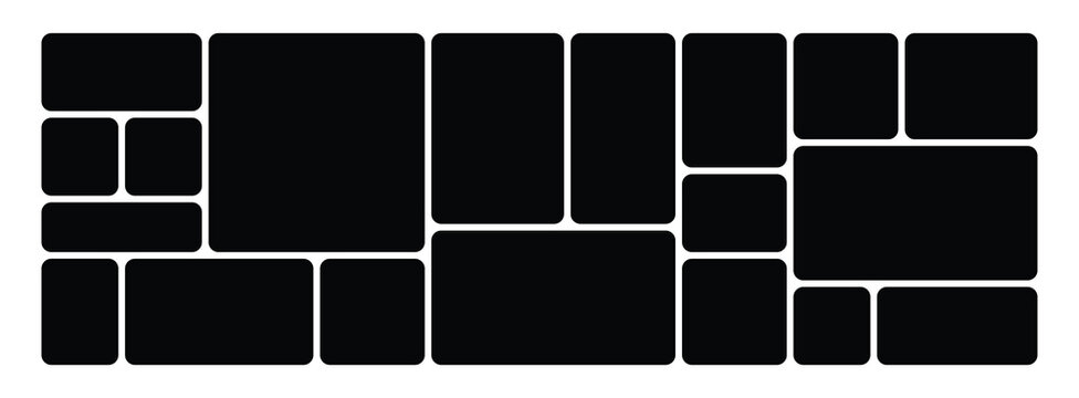 Abstract vector collage layout for photos in modern bento grid system